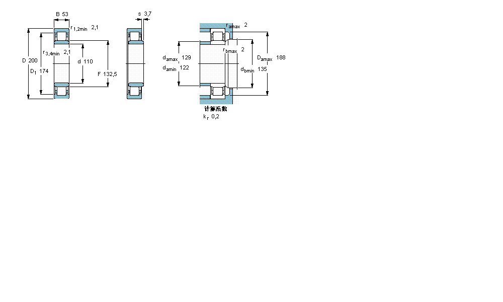 SKF 圓柱滾子軸承, 單列, NU 設(shè)計(jì)NU2222ECP樣本圖片