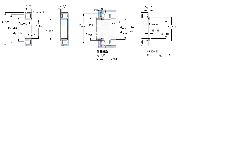 SKF 圓柱滾子軸承, 單列, NJ 設計, 于外圈的帶止動槽NJ328ECNML樣本圖片