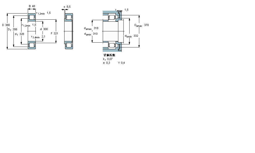 SKF 圓柱滾子軸承, 單列, NJ 設(shè)計(jì)NJ2860ECM樣本圖片