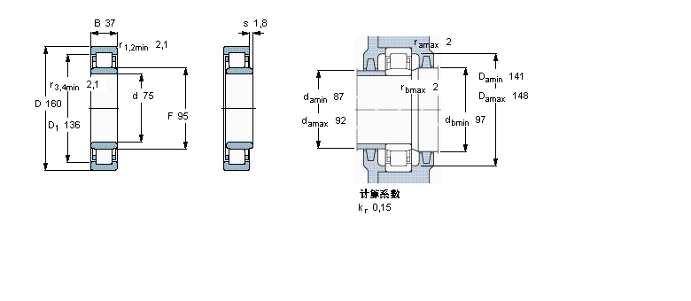 SKF 圓柱滾子軸承, 單列,INSOCOATNU315ECP/VL0241樣本圖片