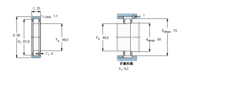 SKF 圓柱滾子軸承, 單列, 無內(nèi)圈RNU2208ECP樣本圖片