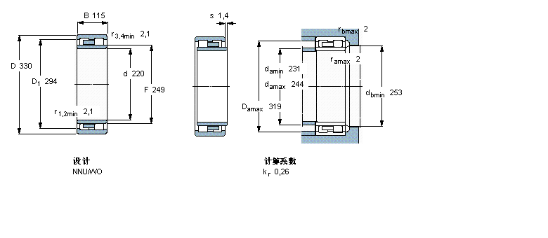 SKF 圓柱滾子軸承, 雙列, NNU314889樣本圖片