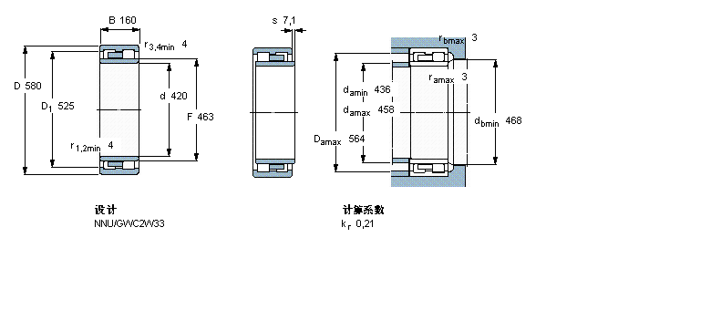 SKF 圓柱滾子軸承, 雙列, NNU313555C樣本圖片