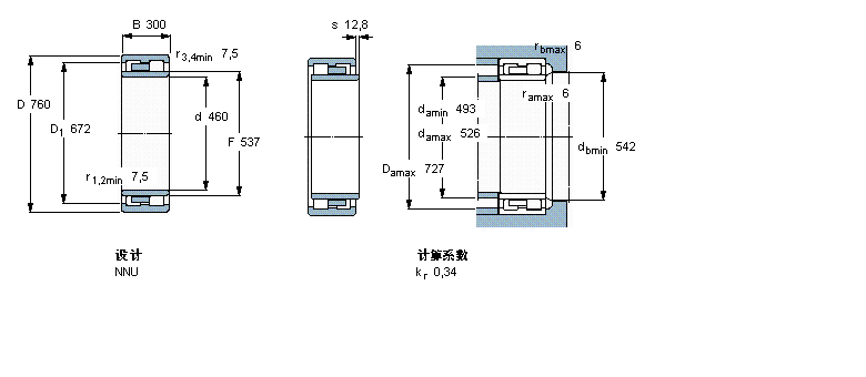 SKF 圓柱滾子軸承, 雙列, NNUNNU4192M樣本圖片