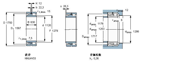 SKF 圓柱滾子軸承, 雙列, NNUNNU41/1120M/W33樣本圖片