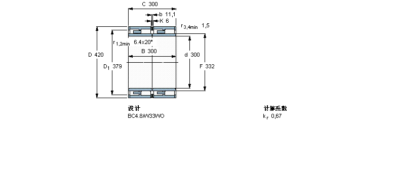 SKF 圓柱滾子軸承, 四列, BC4.8314484D樣本圖片