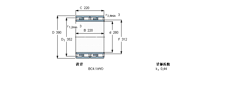 SKF 圓柱滾子軸承, 四列, BC4.1313822樣本圖片