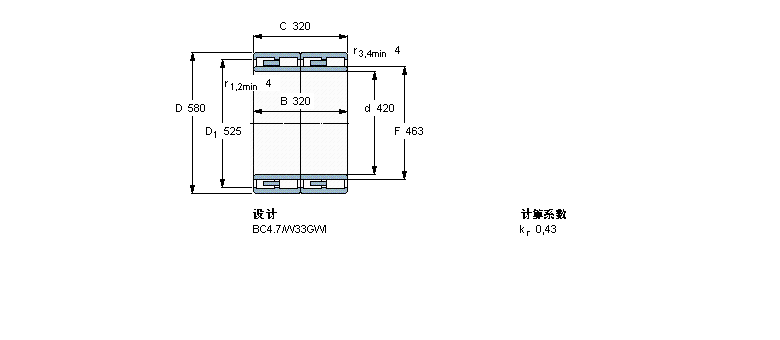 SKF 圓柱滾子軸承, 四列, BC4.7313555C/VJ202樣本圖片