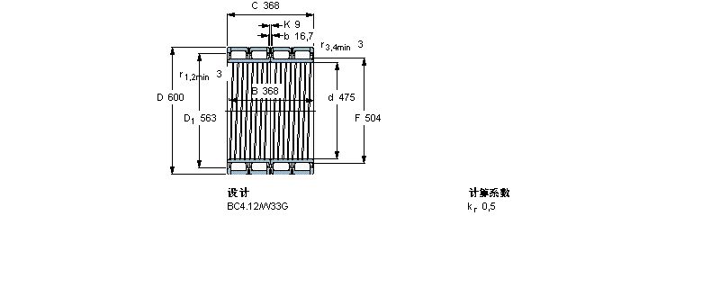 SKF 圓柱滾子軸承, 四列, BC4.12, 軸承孔中的螺旋槽BC4B326261/HA1樣本圖片