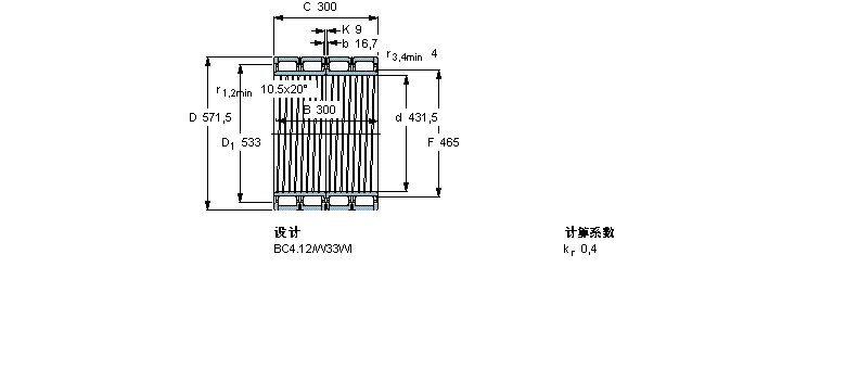 SKF 圓柱滾子軸承, 四列, BC4.12, 軸承孔中的螺旋槽BC4B326361B/HA1樣本圖片