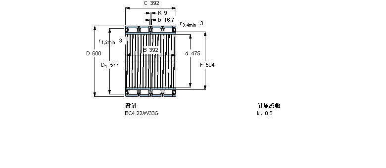 SKF 圓柱滾子軸承, 四列, BC4.22, 軸承孔中的螺旋槽, 兩面密封件BC4-8003/HA1VA907樣本圖片