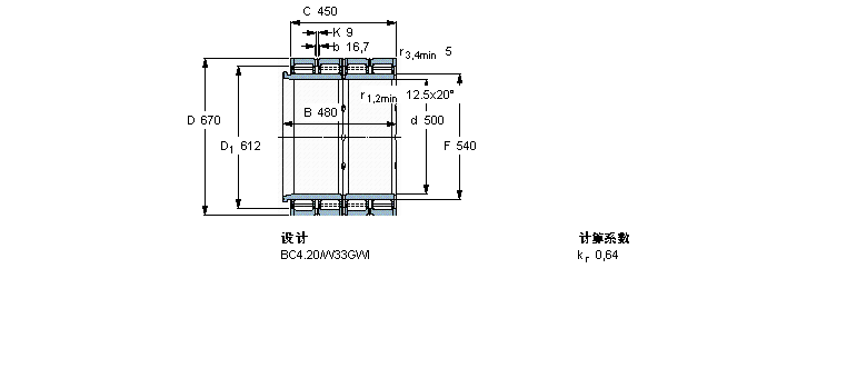 SKF 圓柱滾子軸承, 四列, BC4.20, 延長(zhǎng)內(nèi)圈寬度BC4B322039/HA1樣本圖片