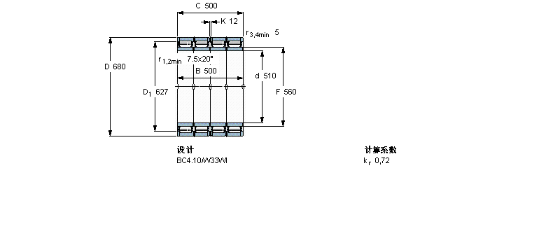 SKF 圓柱滾子軸承, 四列, BC4.14BC4B319411樣本圖片