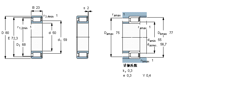 SKF 圓柱滾子軸承, 單列滿(mǎn)裝滾子, NCF 設(shè)計(jì)NCF3010CV樣本圖片