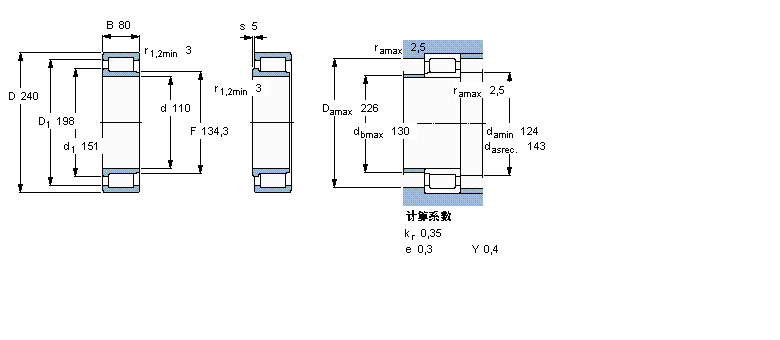 SKF 圓柱滾子軸承, 單列滿裝滾子, NJG 設(shè)計NJG2322VH樣本圖片