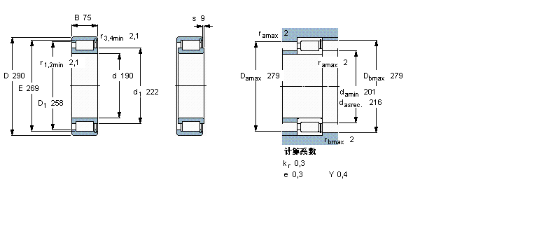 SKF 圓柱滾子軸承, 單列滿裝滾子, NCF 設(shè)計(jì)NCF3038CV樣本圖片