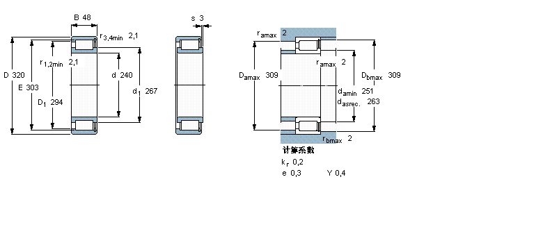 SKF 圓柱滾子軸承, 單列滿裝滾子, NCF 設(shè)計(jì)NCF2948CV樣本圖片