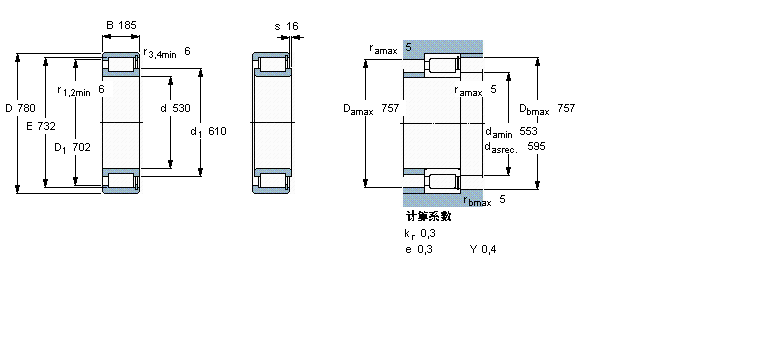SKF 圓柱滾子軸承, 單列滿裝滾子, NCF 設(shè)計(jì)NCF30/530V樣本圖片