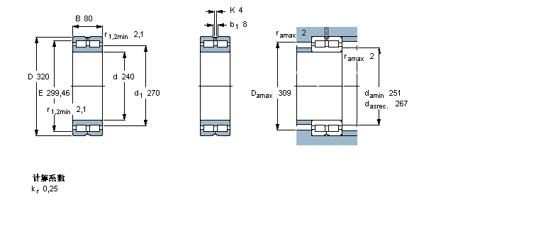 SKF 圓柱滾子軸承, 雙列滿裝滾子, 無(wú)密封件, 雙方向軸向負(fù)荷的擋邊NNC4948CV樣本圖片