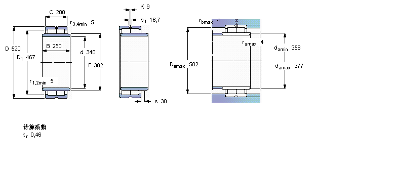 SKF 圓柱滾子軸承, 雙列滿裝滾子, 無密封件, 沒有載荷支承能力BC2-8064樣本圖片