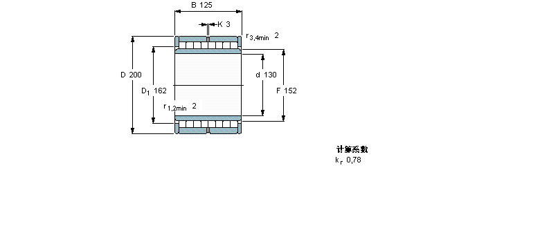 SKF 圓柱滾子軸承, 多列滿裝滾子NNU6026V樣本圖片