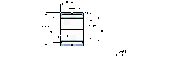 SKF 圓柱滾子軸承, 多列滿裝滾子NNU6930V樣本圖片