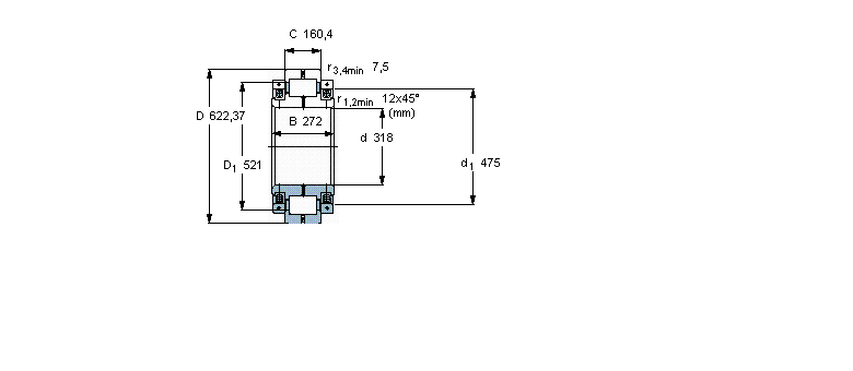 SKF 圓柱滾子軸承, 剖分式單列BCSB322213CC樣本圖片