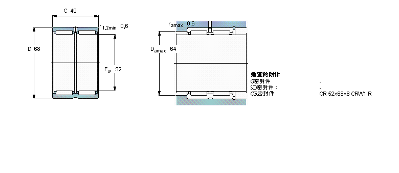 SKF 滾針軸承, 帶法蘭，無內(nèi)圈, 無密封件RNA6909樣本圖片