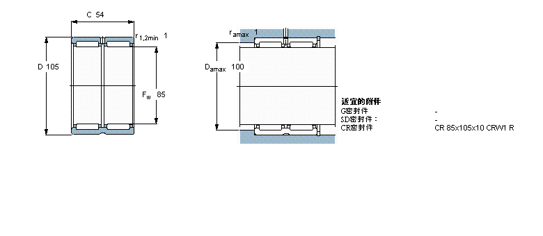 SKF 滾針軸承, 帶法蘭，無內(nèi)圈, 無密封件RNA6915樣本圖片