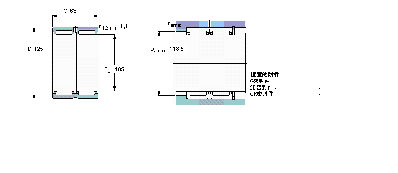 SKF 滾針軸承, 帶法蘭，無內(nèi)圈, 無密封件RNA6918樣本圖片