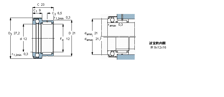 SKF 組合式滾針軸承, 滾針/推力球軸承NKX12Z樣本圖片