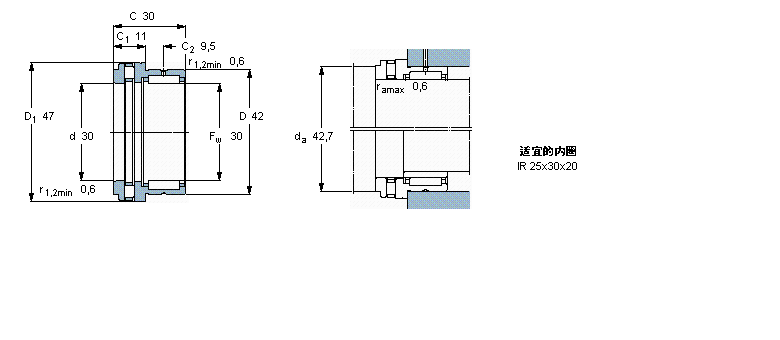 SKF 組合式滾針軸承, 滾針/圓柱滾子推力軸承NKXR30樣本圖片
