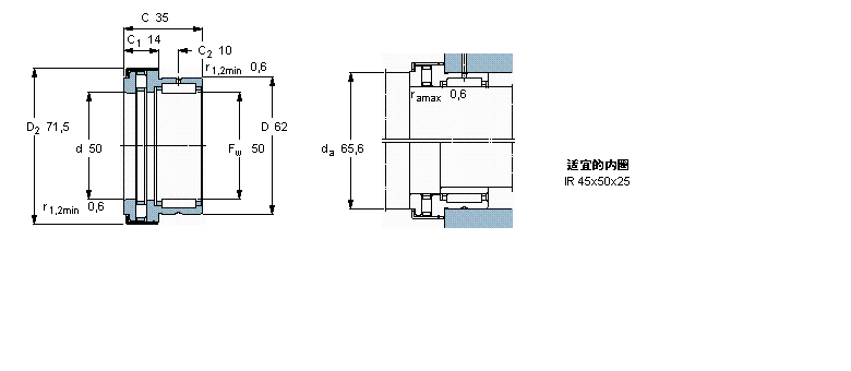 SKF 組合式滾針軸承, 滾針/圓柱滾子推力軸承NKXR50Z樣本圖片
