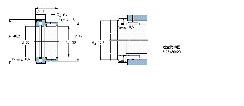 SKF 組合式滾針軸承, 滾針/圓柱滾子推力軸承NKXR30Z樣本圖片