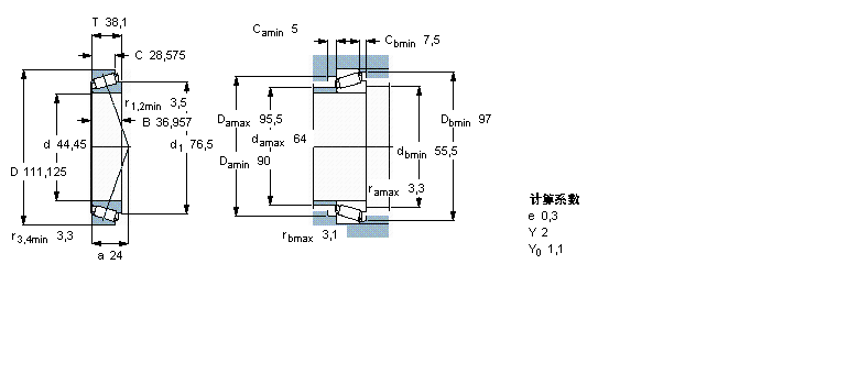 SKF 圓錐滾子軸承, 單列, 英制軸承535/532A樣本圖片
