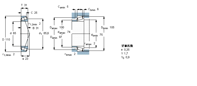 SKF 圓錐滾子軸承, 單列, 公制軸承T2DD065/Q樣本圖片