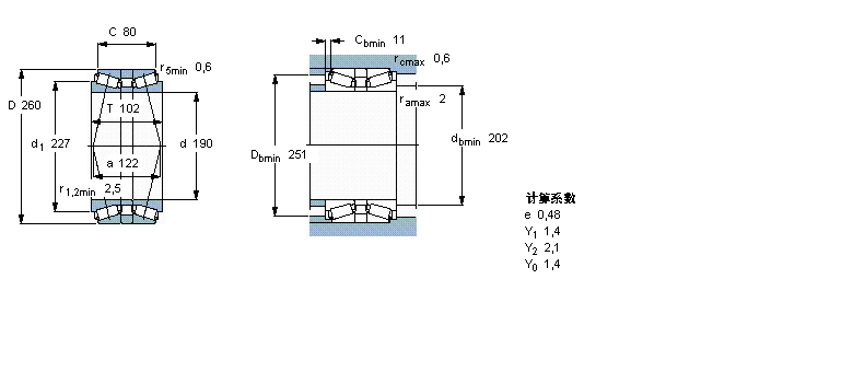 SKF 圓錐滾子軸承, 單列，背對背配對32938T102/DB31樣本圖片