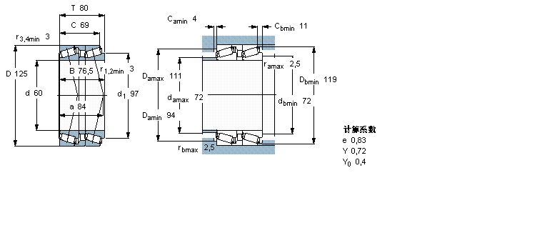 SKF 圓錐滾子軸承, 單列，前后配對(duì)T7FC060T80/QCL7CDTC10樣本圖片