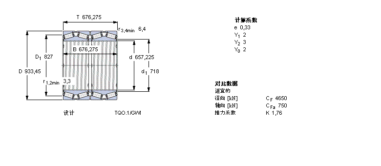 SKF 圓錐滾子軸承, 四列，TQO結(jié)構(gòu), TQO.1/GWI, 軸承孔中的螺旋槽330824A樣本圖片