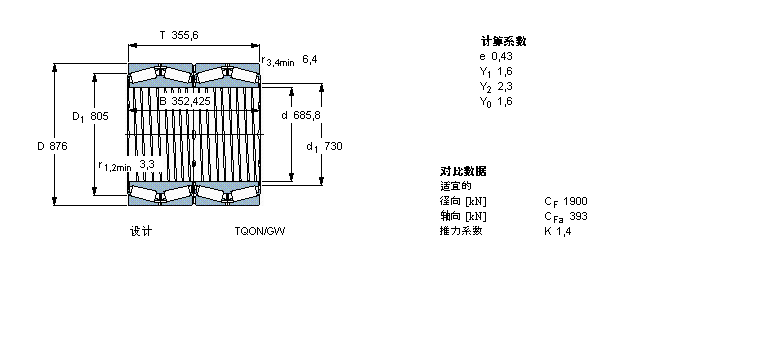 SKF 圓錐滾子軸承, 四列，TQO結(jié)構(gòu), TQON/GW, 軸承孔中的螺旋槽BT4B331089CG/HA1樣本圖片