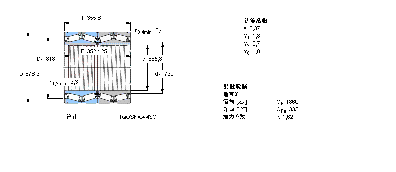 SKF 圓錐滾子軸承, 四列，TQO結(jié)構(gòu), TQOSN/GWISO, 軸承孔中的螺旋槽BT4B328955ABG/HA1VA902樣本圖片