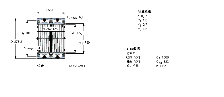 SKF 圓錐滾子軸承, 四列，TQO結(jié)構(gòu), TQOS/GWISI /GWISO, 軸承孔中的螺旋槽BT4B328955G/HA1VA901樣本圖片
