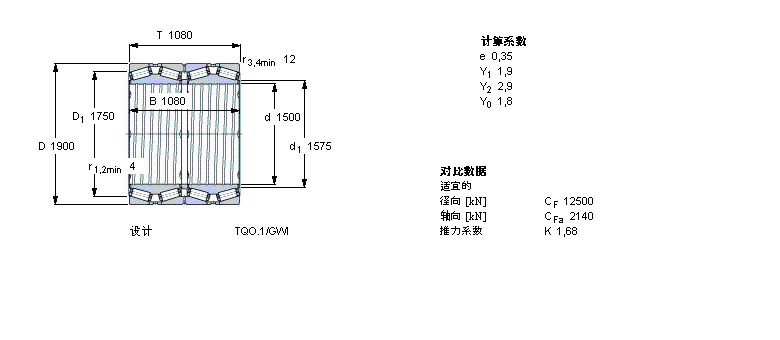 SKF 圓錐滾子軸承, 四列，TQO結(jié)構(gòu), TQO.1/GWI, 軸承孔中的螺旋槽BT4B332078/HA4樣本圖片