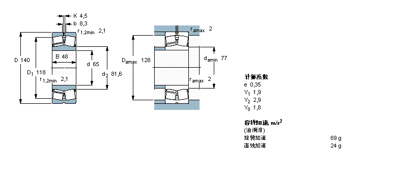 SKF 球面滾子軸承, 圓柱和圓錐孔, 圓柱型內(nèi)孔, 用于振動(dòng)場合22313E/VA405樣本圖片