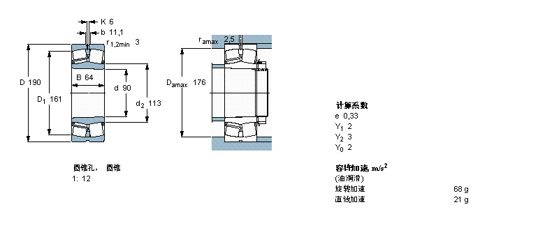 SKF 球面滾子軸承, 圓柱和圓錐孔, 圓錐型內(nèi)孔, 用于振動(dòng)場(chǎng)合22318EKJA/VA405樣本圖片