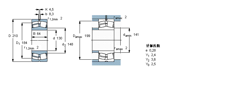 SKF 球面滾子軸承, 圓柱和圓錐孔, 圓柱型內(nèi)孔, 無(wú)密封件23126CC/W33樣本圖片