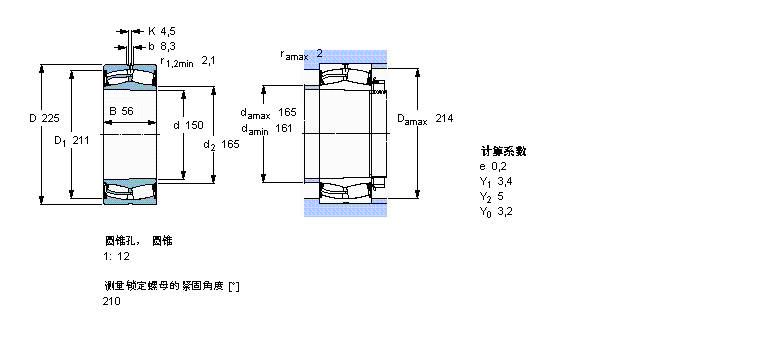 SKF 球面滾子軸承, 圓柱和圓錐孔, 圓錐型內(nèi)孔, 兩面密封件23030-2CS5K/VT143樣本圖片