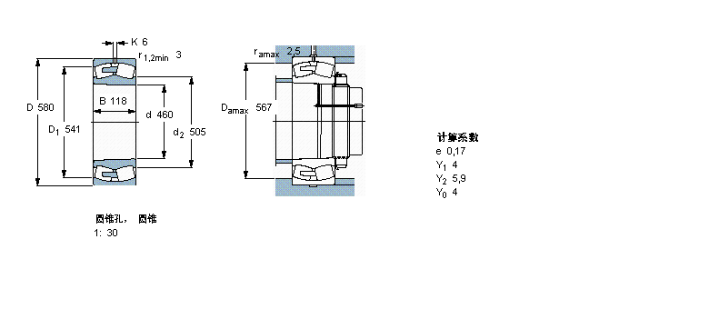 SKF 球面滾子軸承, 圓柱和圓錐孔, 圓錐型內(nèi)孔, 無密封件24892CAK30MA/W20樣本圖片