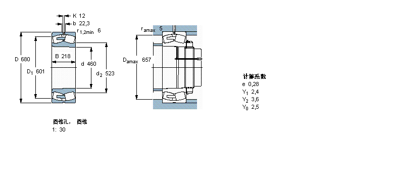 SKF 球面滾子軸承, 圓柱和圓錐孔, 圓錐型內(nèi)孔, 無(wú)密封件24092ECAK30/W33樣本圖片