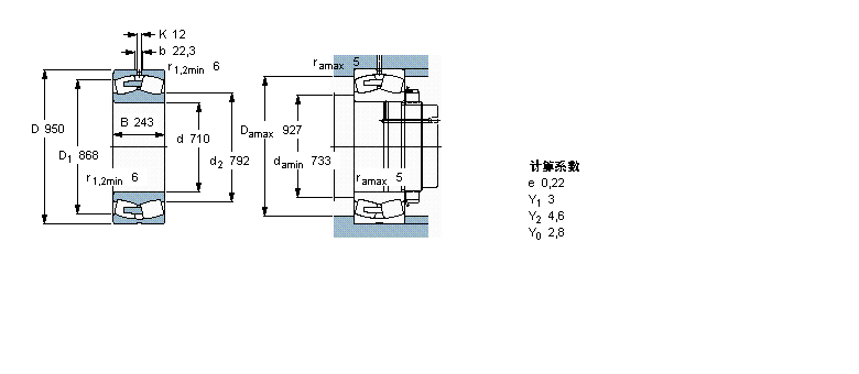 SKF 球面滾子軸承, 圓柱和圓錐孔, 圓柱型內(nèi)孔, 無(wú)密封件249/710CA/W33樣本圖片